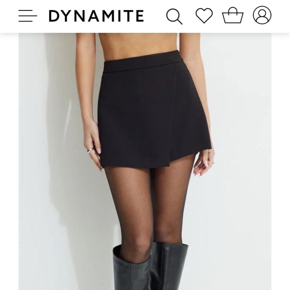 Dynamite Black Peyton Asymmetrical Skort